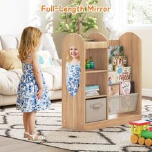 Load image into Gallery viewer, Kids Bookshelf, Toy Storage Organizer with Full-Length Mirror
