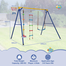 Load image into Gallery viewer, 4 in 1 Metal A-Frame Kids Swing Set with Belt Swing
