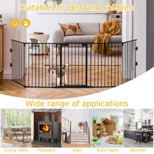 Load image into Gallery viewer, 5 Panel Safety Gate Fireplace Barrier Hearth Gate with Walk-Through Door
