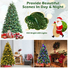 Load image into Gallery viewer, 7ft Hinged Life-Like Christmas Tree with 450 LED Lights Pre-Lit Artificial Xmas Tree
