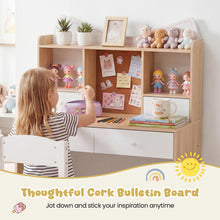 Load image into Gallery viewer, Kids Study Desk and Chair Set with Open Shelves and Cork Bulletin Board
