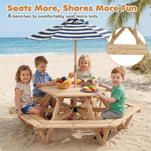 Load image into Gallery viewer, 6 Seat Kids Picnic Bench Set with Removable Adjustable Umbrella
