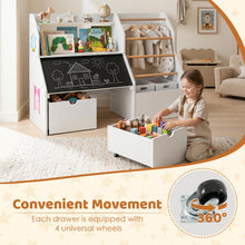 Load image into Gallery viewer, Toy Storage Organizer, Kids Bookshelf with Flip-up Blackboard
