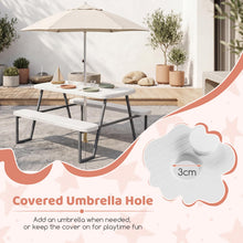 Load image into Gallery viewer, Kids Picnic Table, Children Outdoor Camping Table with Benches &amp; Umbrella Hole
