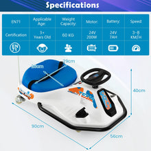 Load image into Gallery viewer, 24V Kids Ride On Car, Electric Go Kart with 360¡ã Spin Wheels, Wireless Connection, USB, Radio, Music

