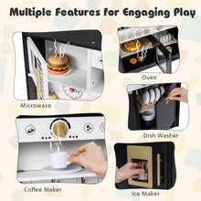Load image into Gallery viewer, Kids Play Kitchen, Wooden Pretend Toy Kitchen with Realistic Lights &amp; Sounds
