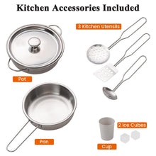 Load image into Gallery viewer, Pretend Play Kitchen with Ice Maker and Cooking Stove for Kids
