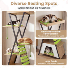 Load image into Gallery viewer, Multi-level Cat Tree, 185CM Wooden Cat Tower with Elevated Perch
