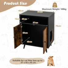 Load image into Gallery viewer, Cat Litter Box Enclosure, Wooden Hidden Kitty Washroom with Shelves
