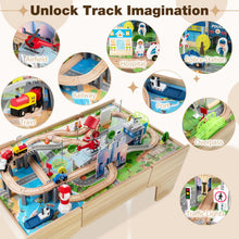 Load image into Gallery viewer, Wooden Train Track Set, 3-in-1 Kids Activity Table
