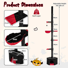 Load image into Gallery viewer, Floor to Ceiling Cat Tree, 5 Tier Tall Cat Tower with 245-300cm Adjustable Height
