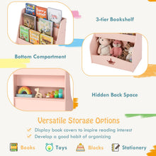 Load image into Gallery viewer, 4-Tier Kids Bookcase, Wooden Children Bookshelf
