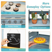 Load image into Gallery viewer, Kids Mud Kitchen, Children Pretend Play Kitchen with Picnic Table, Bench, Blackboard
