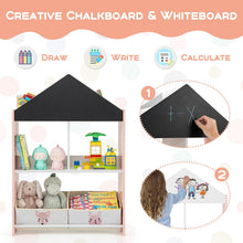 Load image into Gallery viewer, Kids Storage Shelf, Toy Storage Organizer with Chalkboard/Whiteboard, 4 Top Compartments
