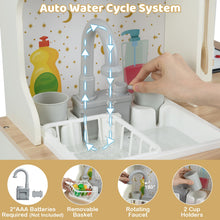 Load image into Gallery viewer, Wooden Corner Kitchen Playset with Working Faucet and Realist Sounds
