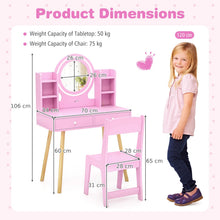 Load image into Gallery viewer, Wooden Girls Dressing Tables with 2-Color LED Lighted Mirror
