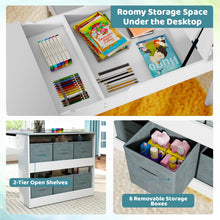 Load image into Gallery viewer, Kids Wooden Toddler Craft Easel Desk with 2-Tier Open Shelf
