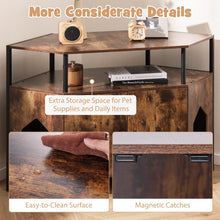 Load image into Gallery viewer, Corner Cat Litter Box Enclosure, Wooden Pet Cabinet Furniture with Open Shelf, 2 Entrances
