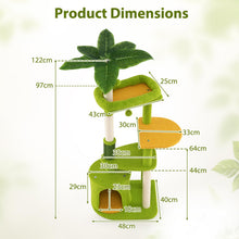 Load image into Gallery viewer, Cute Cat Tree for Adult Cats Multi-level Kitty Tower with Artificial Leaves
