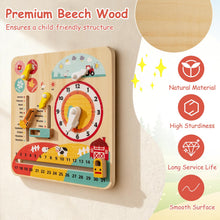 Load image into Gallery viewer, Daily Calendar Wooden Toy with Clock and Seasons

