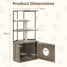 Load image into Gallery viewer, Cat Tree with Litter Box Enclosure with 2 Scratching Posts and 3 Mats
