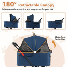 Load image into Gallery viewer, Double Pet Stroller, 4 Wheels Foldable Dog Pushchair Cat Buggy with 2 Detachable Carriers
