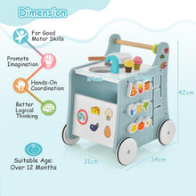 Load image into Gallery viewer, 6-in-1 Wooden Baby Walker, Toddler Push Along Walker with Teaching Clock
