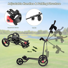 Load image into Gallery viewer, Golf Trolley, Folding 3 Wheel Golf Push Cart with Foot Brake
