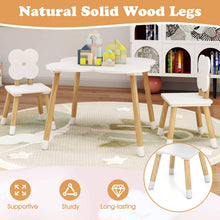 Load image into Gallery viewer, Children Activity Table with 2 Chairs and Pine Wood Legs, Flower Backrest
