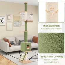 Load image into Gallery viewer, Floor to Ceiling Cat Tree, 5 Tier Tall Cat Tower with 218-270cm Adjustable Height
