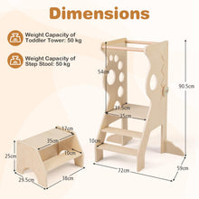 Load image into Gallery viewer, 2 in 1 Wooden Standing Tower with Removable Safety Bars

