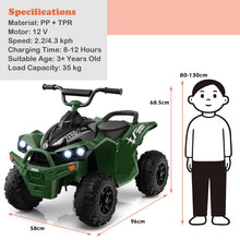 Load image into Gallery viewer, Kids Electric Quad Bike, 12V Battery Powered Toy Car with Music, Lights, Horn
