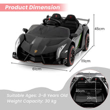 Load image into Gallery viewer, Kids Ride on Car, 12V Battery Powered Licensed Lamborghini Car with Remote Control, Music, 3 Speeds

