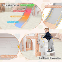 Load image into Gallery viewer, 9 in 1 Toddler Slide L Shaped Kids Slide and Climber Playset with Basketball Hoop

