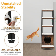Load image into Gallery viewer, Cat Litter Box Enclosure, Indoor Hidden Privacy Kitty Washroom with Ladder Shelf, Removable Cushions &amp; Side Entry

