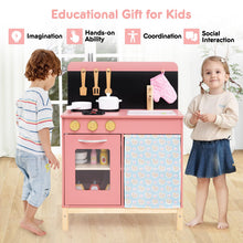 Load image into Gallery viewer, Kids Play Kitchen Set with Door Curtain and Stoves and Apron
