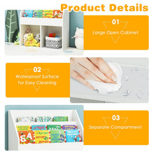 Load image into Gallery viewer, Wooden Kids Bookshelf with 3 Tiers Shelves and 2 Compartments
