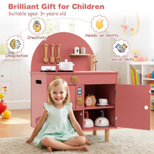 Load image into Gallery viewer, Play Kitchen for Kids Wooden Kitchen Playset with Stoves Faucet
