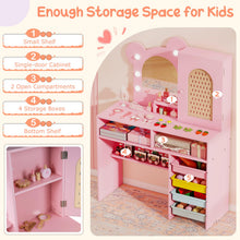 Load image into Gallery viewer, Kids Vanity Set, Girls Dressing Table with 3-Color LED Lights Mirror
