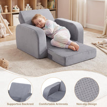 Load image into Gallery viewer, Children's Armchair, 3 in 1 Convertible Fold Out Kids Sofa Bed with Velvet Fabric
