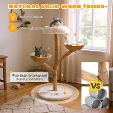Load image into Gallery viewer, 122 CM Tall Real Wood Branch Kitten Tower with Flower Perch and 2 Wicker Baskets
