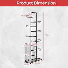 Load image into Gallery viewer, Sports Equipment Organizer Display Rack with Basket and 7-Tier Detachable Stand
