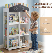 Load image into Gallery viewer, Wooden Book &amp; Toy Storage Organizer, House Shaped Children Bookcase
