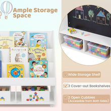 Load image into Gallery viewer, Kids Bookshelf, Double-Sided Children Bookcase with Wheels
