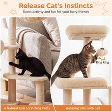 Load image into Gallery viewer, Cat Tree, 149cm Tall Cats Tower with Perches, Plush Condo, Cozy Basket
