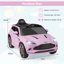 Load image into Gallery viewer, Kids Ride on Car, 12V Battery Powered Licensed Aston Martin DBX Toy Car with Remote Control (Pink)
