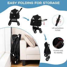 Load image into Gallery viewer, Foldable Pet Stroller with 4-Level Adjustable Canopy and Storage Basket
