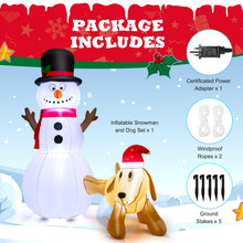 Load image into Gallery viewer, 180 cm Tall Inflatable Snowman and Dog Set with Built-in LED Lights
