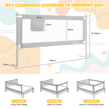 Load image into Gallery viewer, 196cm Height Adjustable Bed Rail with Double Safety Lock for Toddlers
