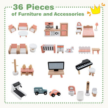 Load image into Gallery viewer, Kids Dollhouse, 3-Storey Wooden Dolls House with 6 Simulated Rooms
